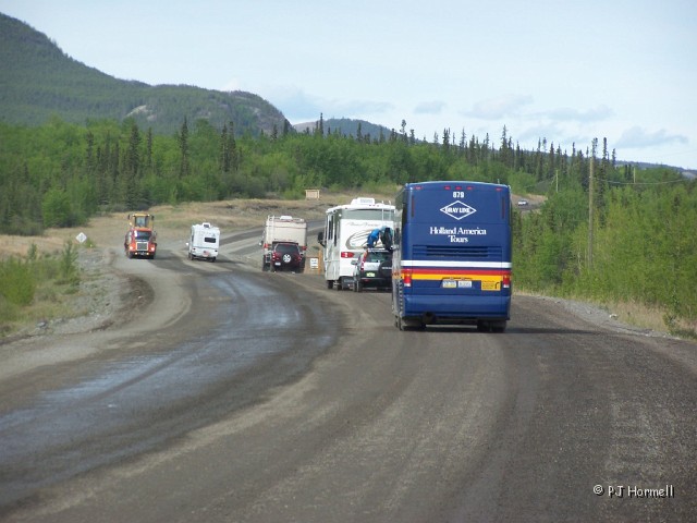 100_1580_YT_AlaskaHwy_Construction.jpg - Construction - Back on the Alaska Highway. In this picture you can see part of the line of RV's, although several have rounded the curve and are blocked from view. ~May 31, 2004, Mile Marker 905, Alaska Highway - Yukon Territory