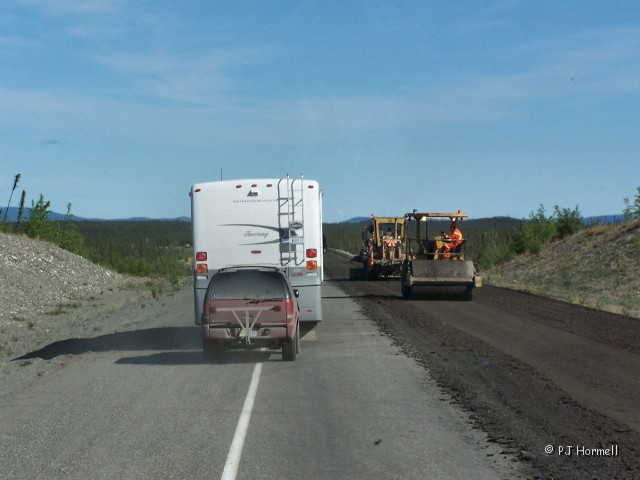100_1666_YT_AlaskaHwy_Construction.jpg - Gee, more construction. Just another patch of construction. We are becoming used to them now. ~June 1, 2004, Yukon Territory, Mile Marker 1165, Alaska Highway - Yukon Territory