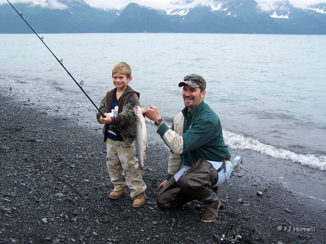 100_2965_AK_KenaiPeninsula_Family.jpg - Quite a catch for Morgan and dad was jealous. ~June 28, 2004, Resurrection Bay - Seward, Alaska