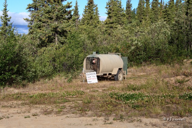 IMG_2086_YT_TopOfWorldHwy_BearTrap.jpg - They must be having trouble with bears at the rest stop, this trap was out behind the restrooms and loaded with bait.  Top of the World Road, Yukon Territory, Canada  ~July 25, 2006