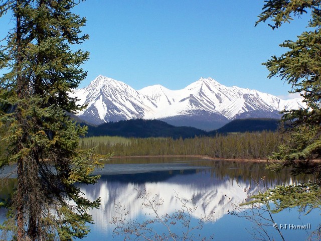 100_8424_AK_WrangellNP_MtnReflection.JPG - Reflection in Long Lake, different mountain, same lake.   McCarthy Road, Wrangell-St. Elias National Park, Glennallen, Alaska ~May 23, 2006